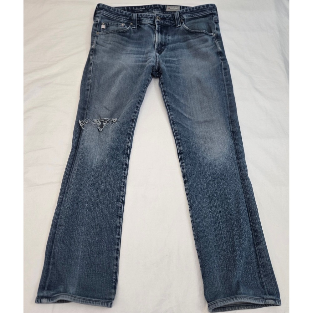 AG Adriano Goldschmied  33 Matchbox Slim Straight Distressed Stretch‎ USA Jeans
